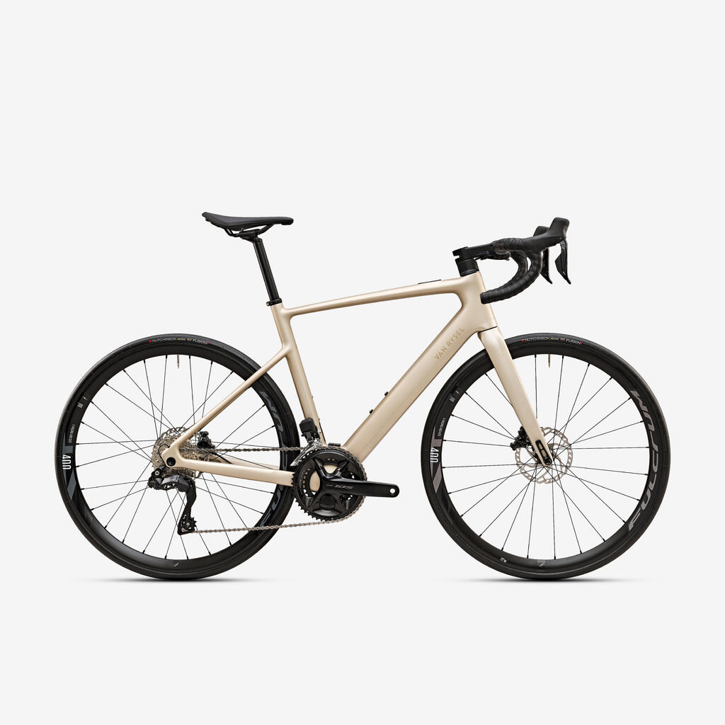 Električni karbonski cestovni bicikl E-EDR CF Mahle X20 Shimano 105 Di2 bež